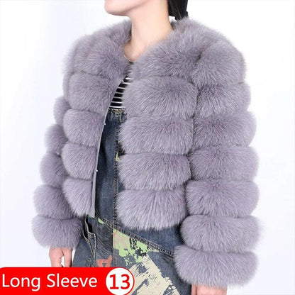 Real Fox Fur Coat Women Winter Warm Luxury Fur Jacket Plus