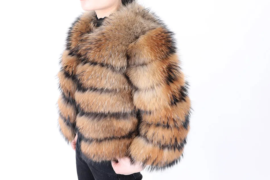 Real Fox Fur Coat Women Winter Warm Luxury Fur Jacket Plus