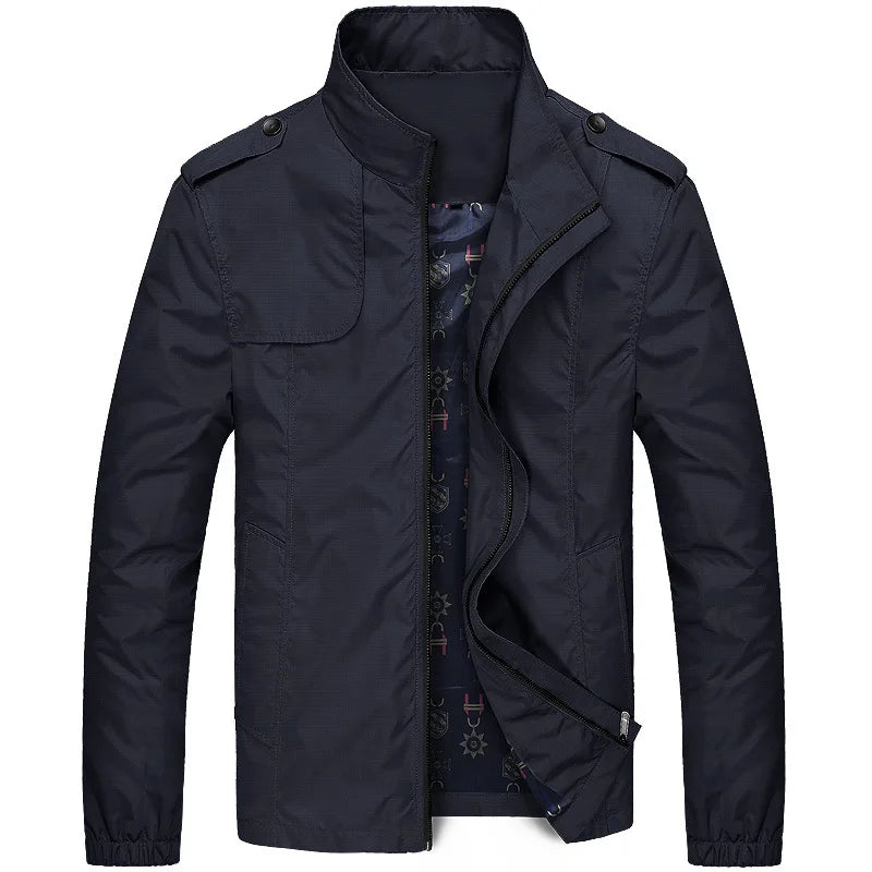 Stylish Men's Spring Jacket: Casual Pilot Zip Design Windbreaker