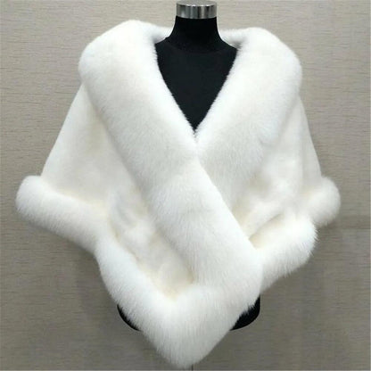 Faux Fur Wraps Coat White Shrug Women Jacket