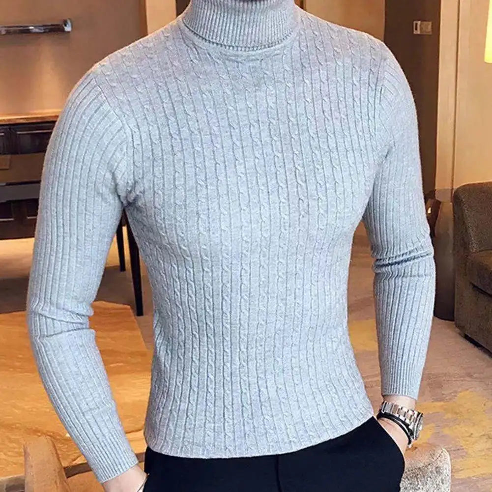 Men Casual Style Wool Turtleneck Warm Cotton Sweaters