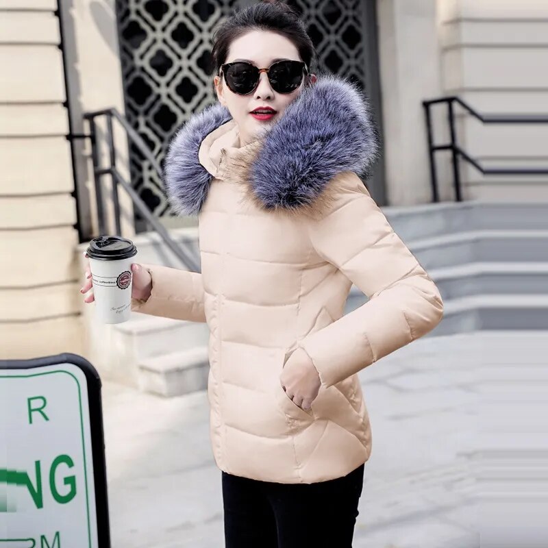 Winter Jacket Big Fur Hoodie Thick Warm Winter Coat