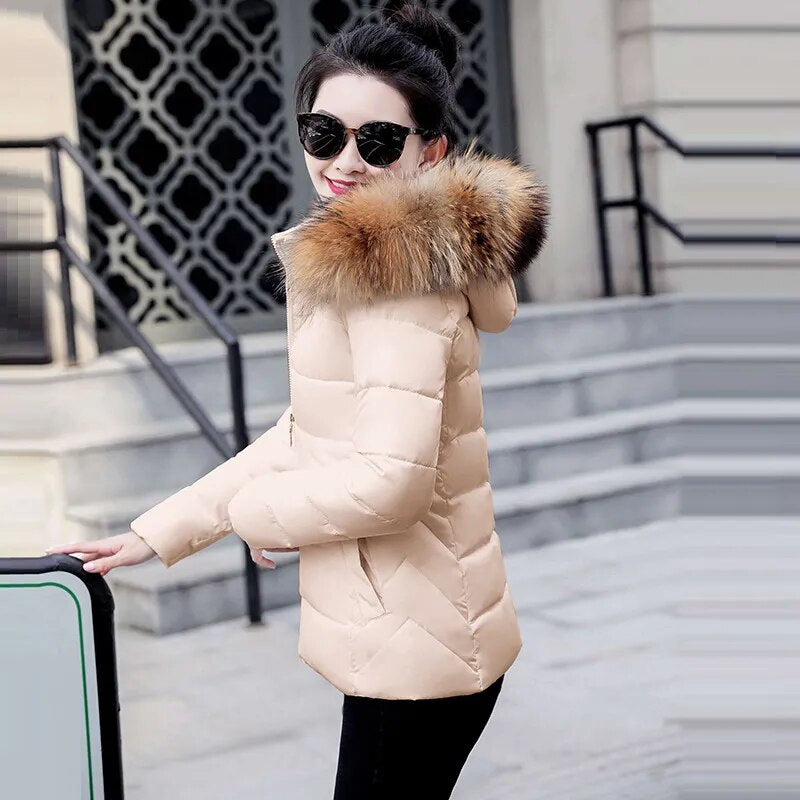 Winter Jacket Big Fur Hoodie Thick Warm Winter Coat