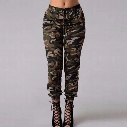 Stretchy Waistband Camouflage Stylish Skinny Army Green Jeans