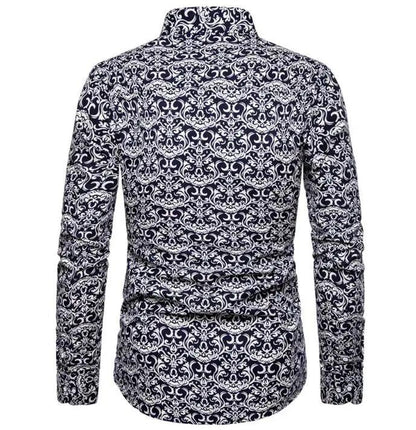 High-Quality Print Casual Slim-Fit Long Sleeve Men's Shirt