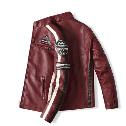 Men's PU Motorbike Racing Jacket: Padded, Thin Stylish