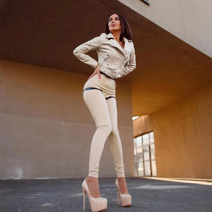 High Waist PU Leather Pencil Pants Plus Sizes Avail