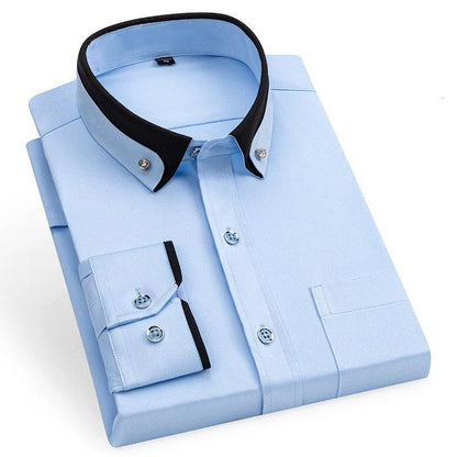 Men's Long Sleeve Business Casual Dressy Shirt, Wrinkle-Resistant Slim Fit