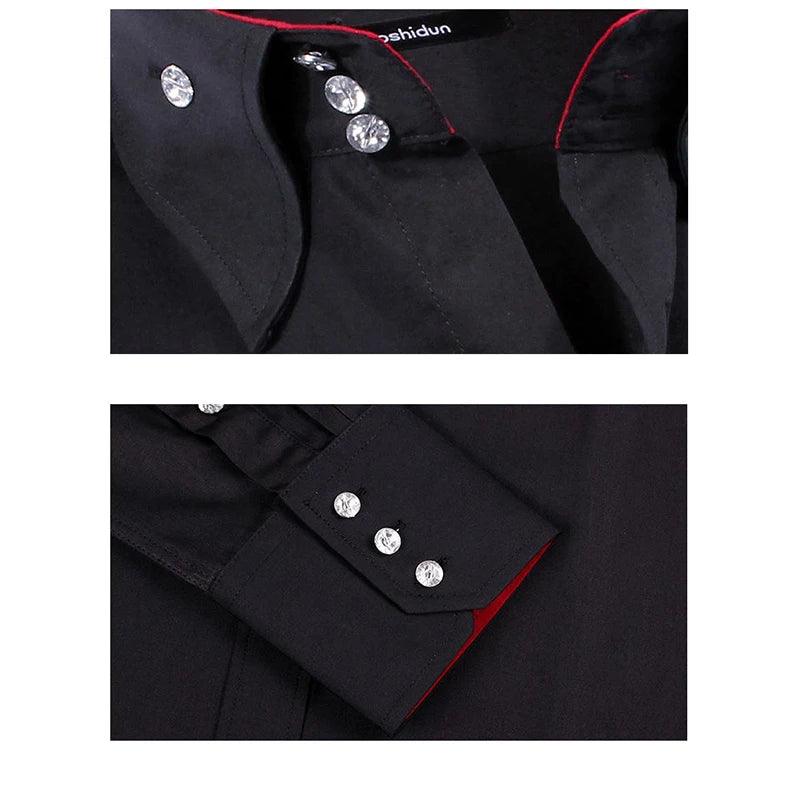 Men's Casual Long Sleeve Button-down Collared Dressy Shirt Slim Fit