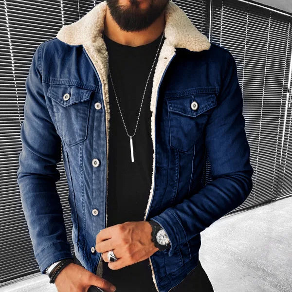 Men's Denim Jacket: Cozy Fleece-Lined, Lamb Wool, Plus Size, Thick Fur, Outdoor Coat