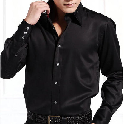 Men's Casual Long Sleeve Button-down Collared Dressy Shirt Slim Fit