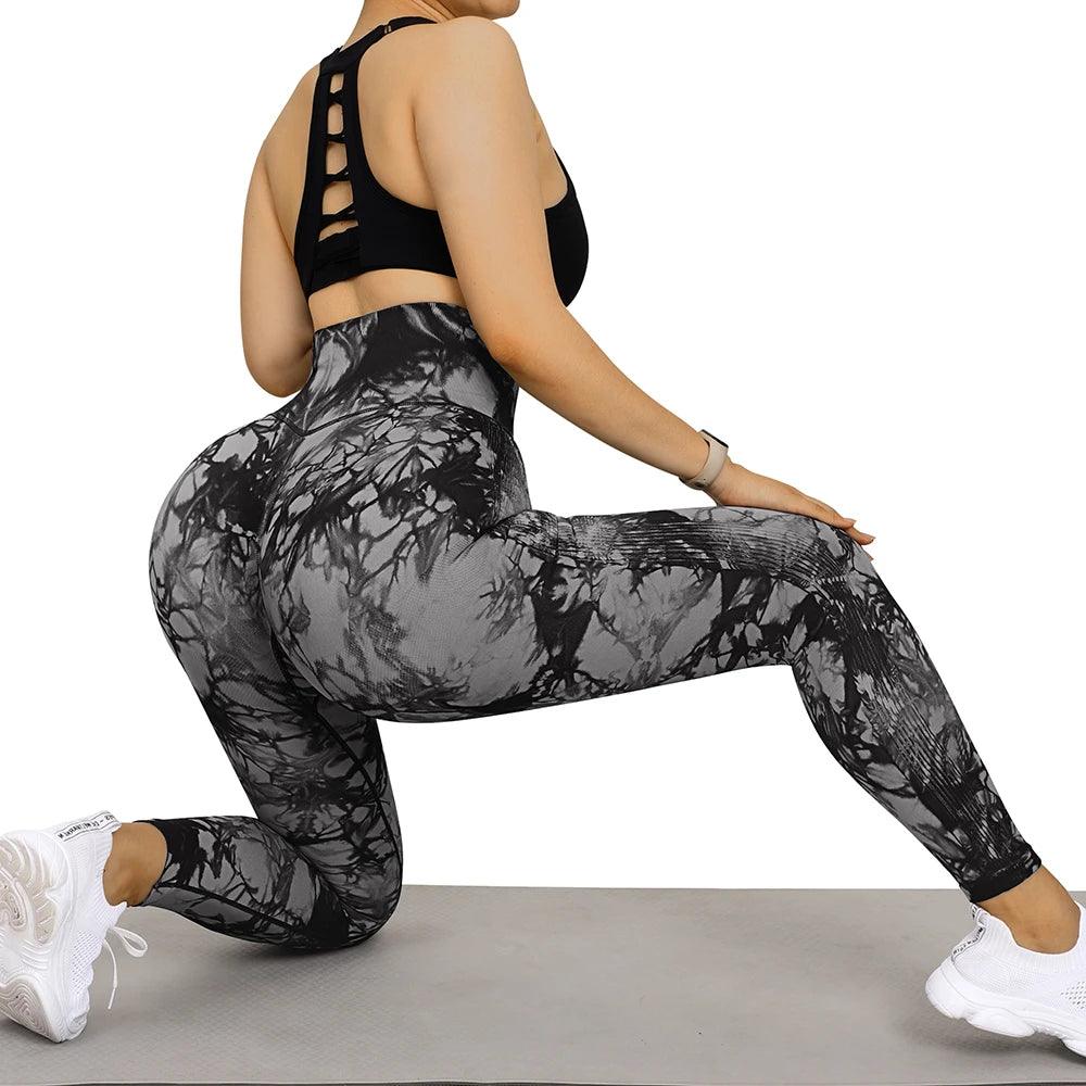 Stylish Tie Dye V Cut Fitness Leggings: Push Up Design, Gym-Ready, Seamless Yoga Pants