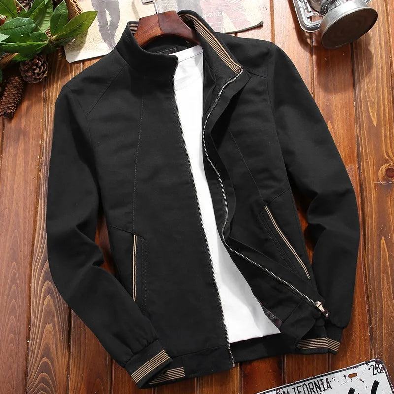 Spring Men's Slim Fit Washed Cotton Baseball Jacket