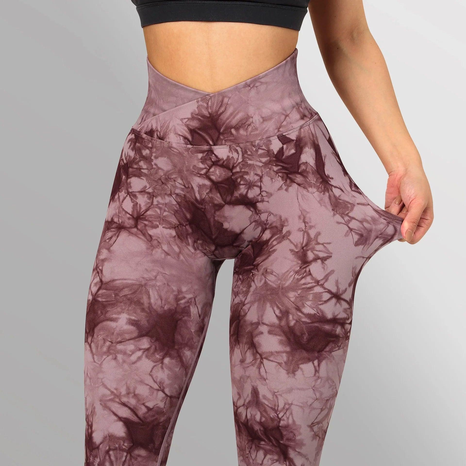 Stylish Tie Dye V Cut Fitness Leggings: Push Up Design, Gym-Ready, Seamless Yoga Pants