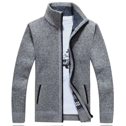 Winter Men's Wool Cardigan Zipper Knitted Thick Casual