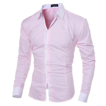 NEW Men's Shirt: Long Sleeve Casual Solid Multi-Button, Slim Fit Dressy Two Color Shirts