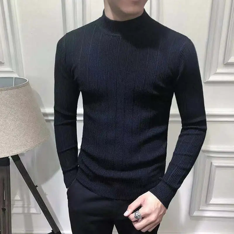 Men Casual Style Wool Turtleneck Warm Cotton Sweaters