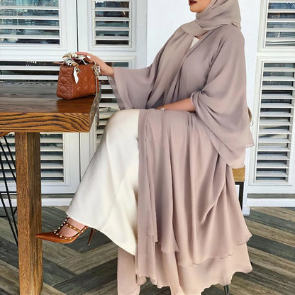 Chiffon Abaya Casual With Belt and Scarf