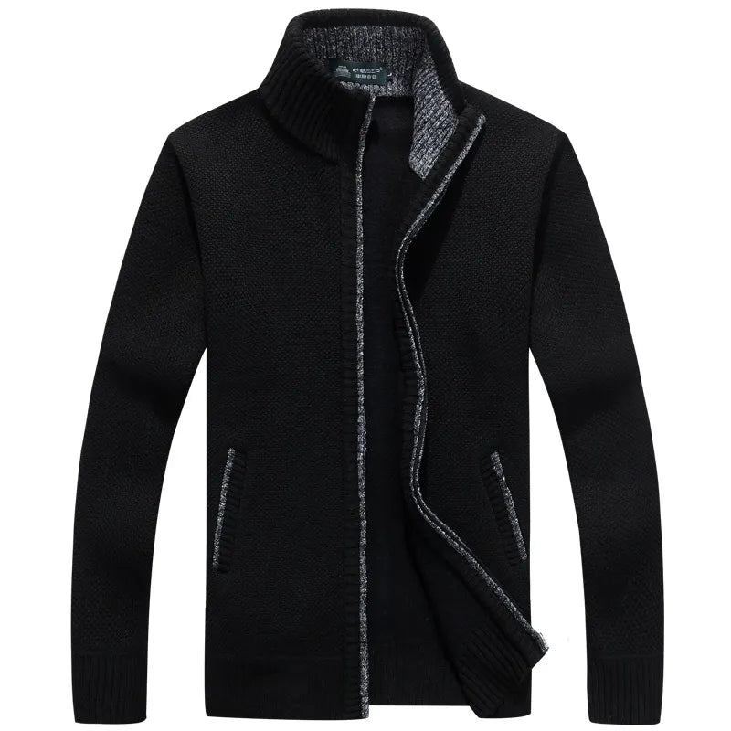 Winter Men's Wool Cardigan Zipper Knitted Thick Casual