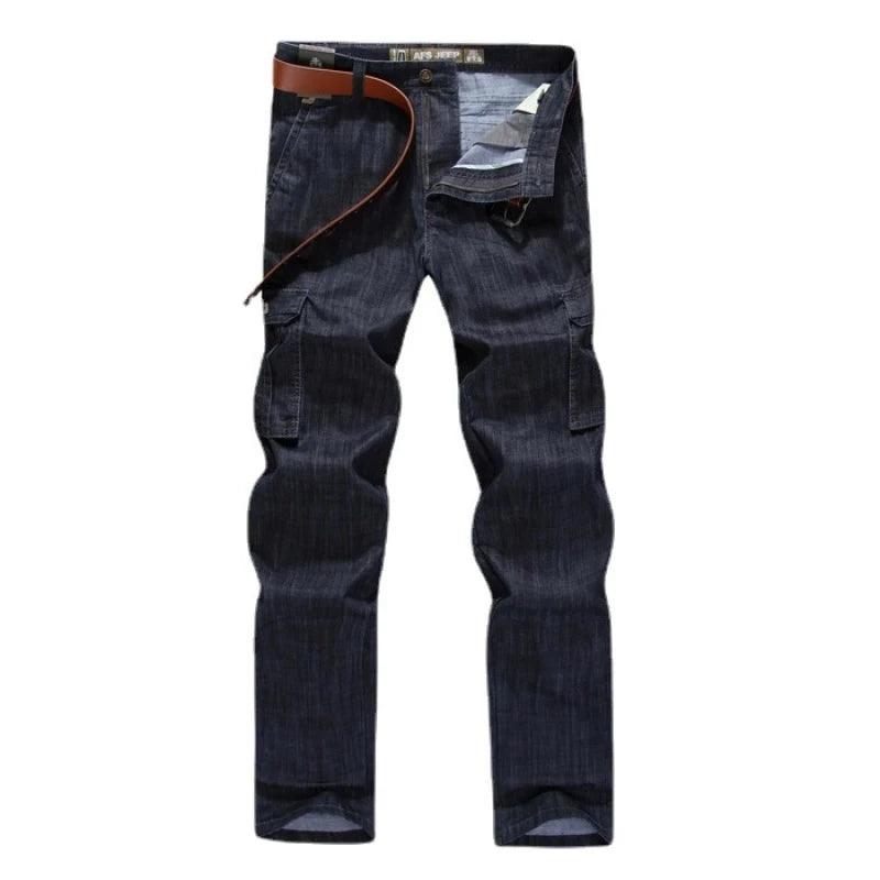 Regular Stretchy Men's Jeans: Straight Cut with Side Pockets