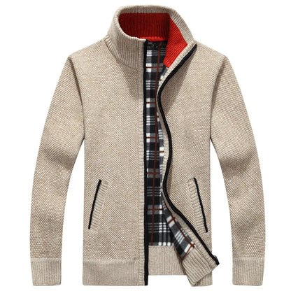 Winter Men's Wool Cardigan Zipper Knitted Thick Casual