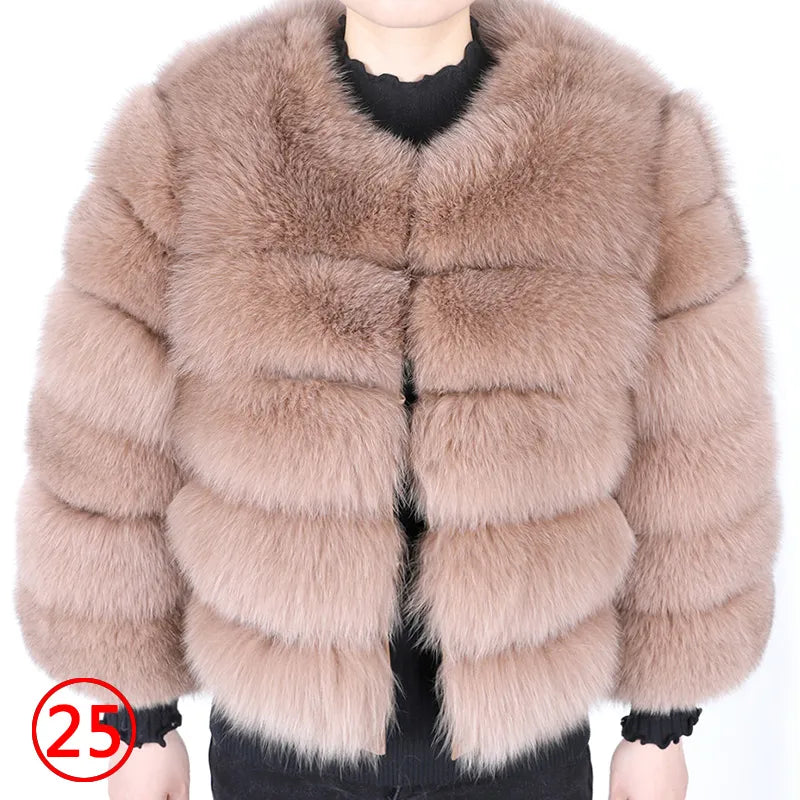 Real Fox Fur Coat Women Winter Warm Luxury Fur Jacket Plus