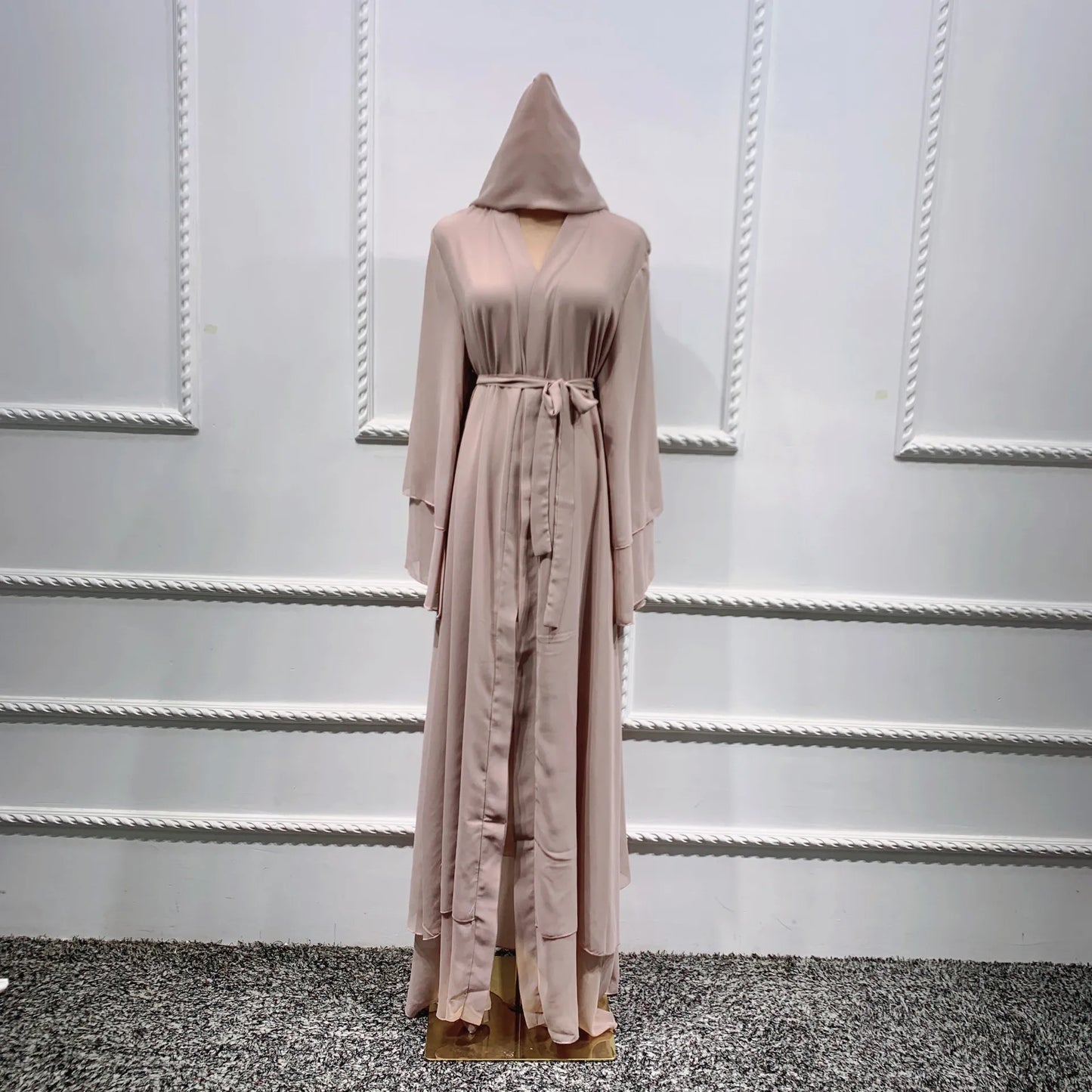 Chiffon Abaya Casual With Belt NO Scarf