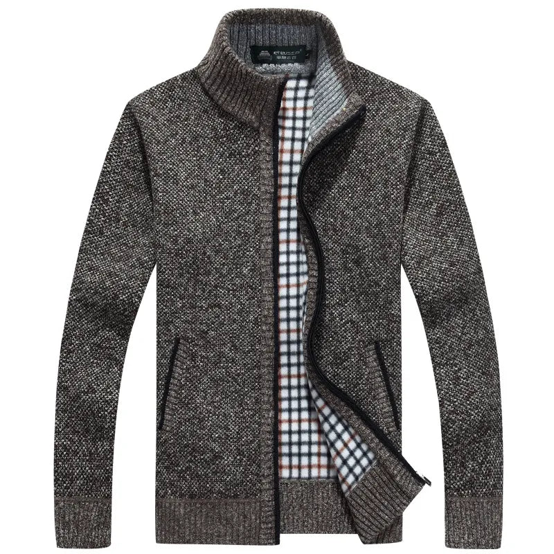 Winter Men's Wool Cardigan Zipper Knitted Thick Casual