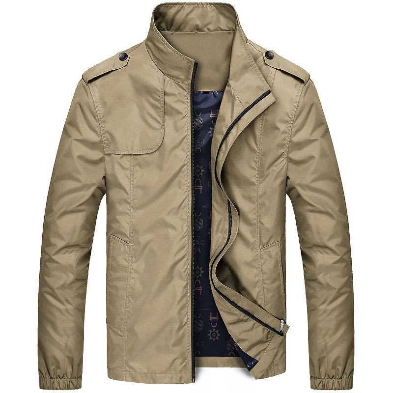 Stylish Men's Spring Jacket: Casual Pilot Zip Design Windbreaker