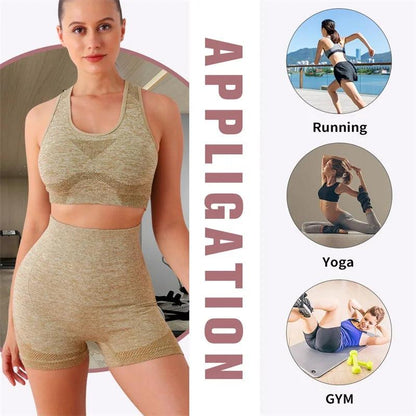 Gym Set with Push-Up Seamless Yoga High-Waist Shorts