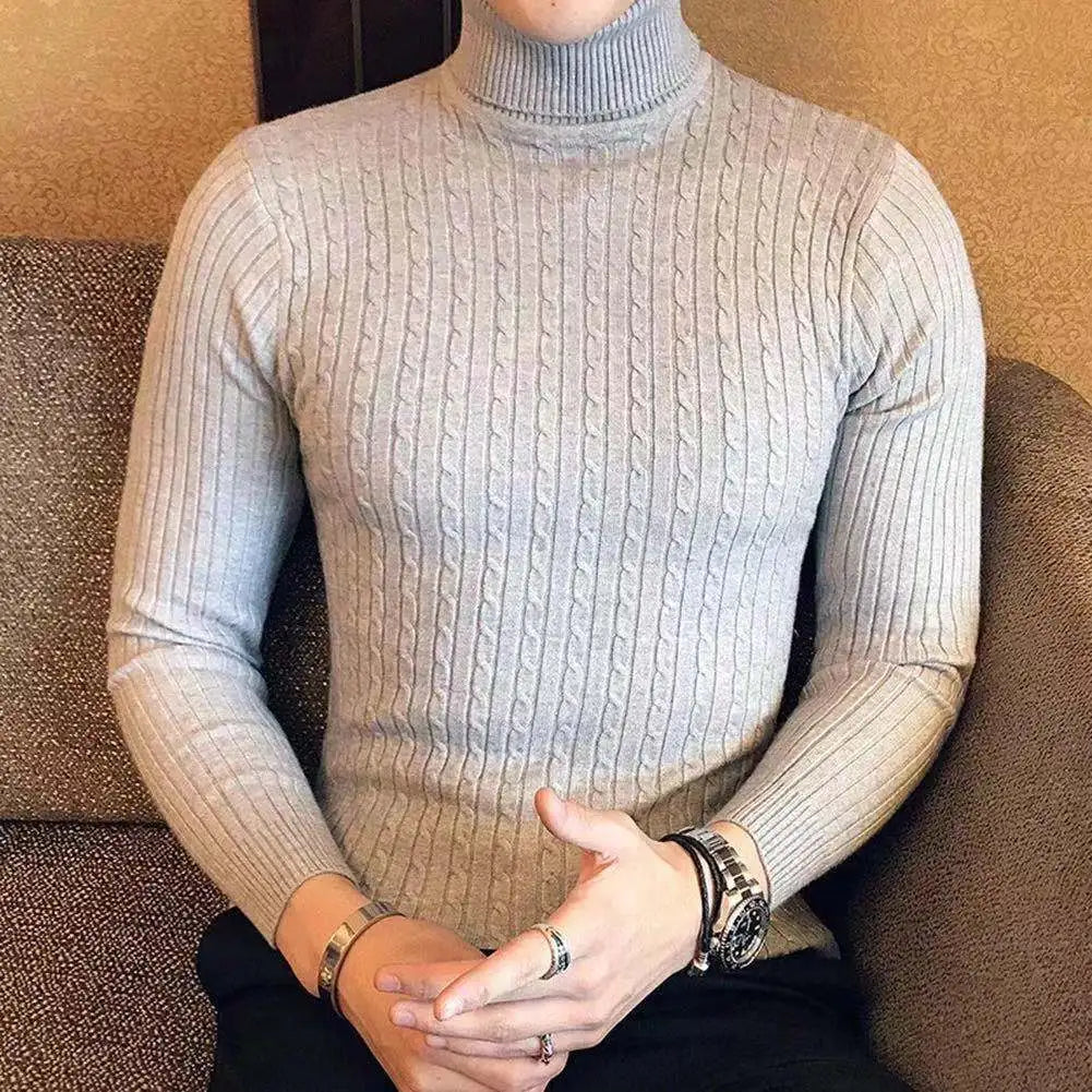 Men Casual Style Wool Turtleneck Warm Cotton Sweaters