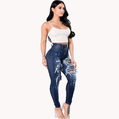 Ripped skinny denim casual pencil Jeans