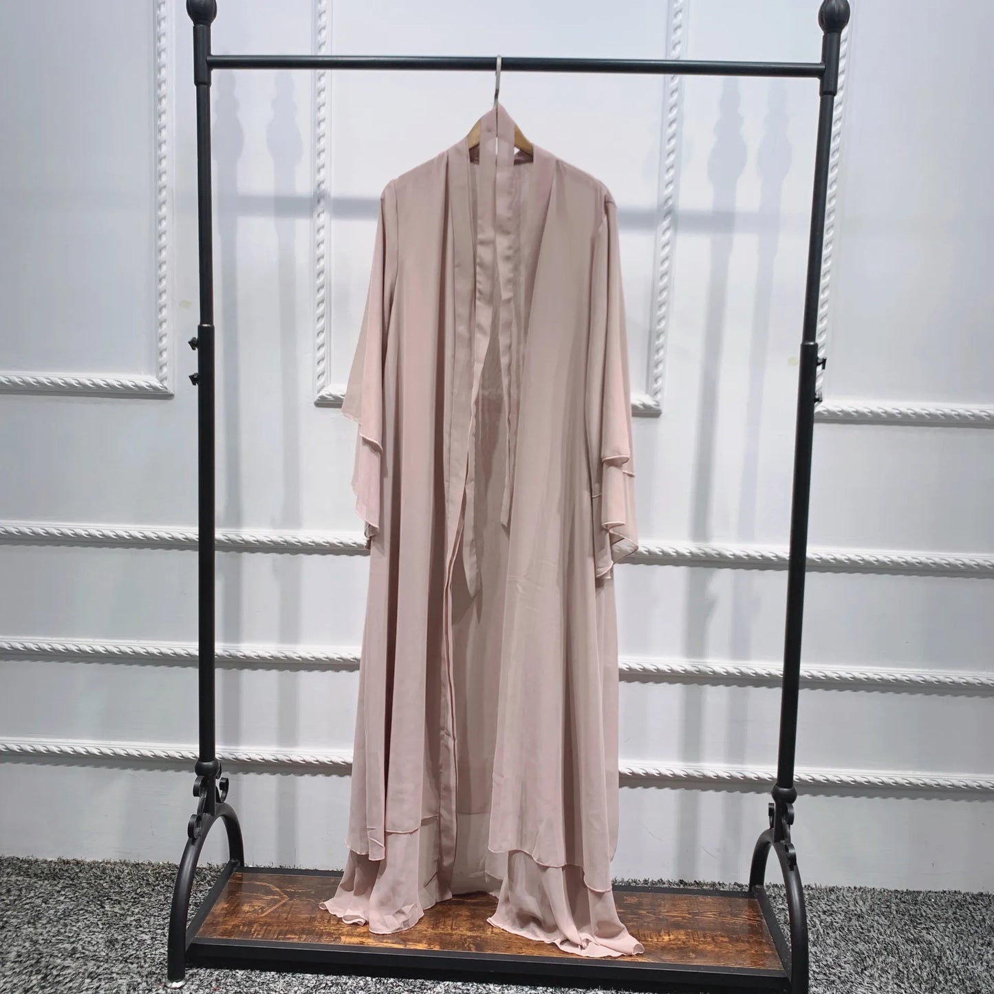 Chiffon Abaya Casual With Belt and Scarf