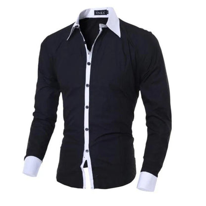 NEW Men's Shirt: Long Sleeve Casual Solid Multi-Button, Slim Fit Dressy Two Color Shirts