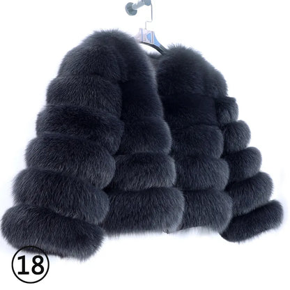 Real Fox Fur Coat Women Winter Warm Luxury Fur Jacket Plus