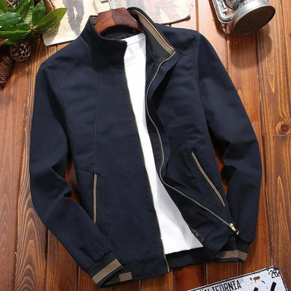 Spring Men's Slim Fit Washed Cotton Baseball Jacket