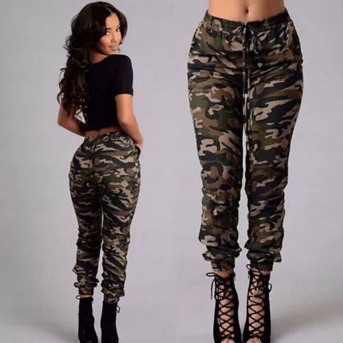 Stretchy Waistband Camouflage Stylish Skinny Army Green Jeans