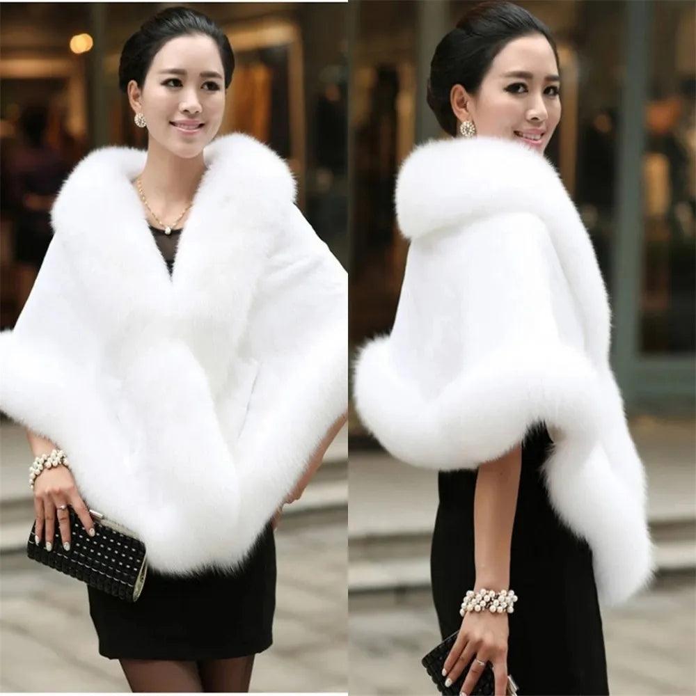 Faux Fur Wraps Coat White Shrug Women Jacket