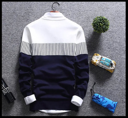 Men Classy Striped Causal Knitted Sweaters Slim Fit O-Neck