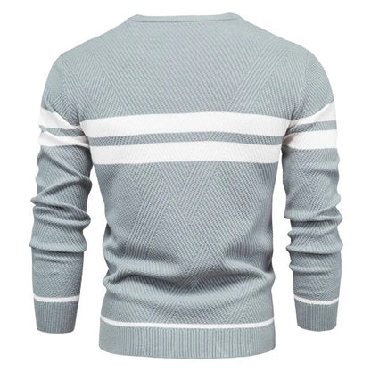 Men's Sweater O-neck Patchwork Long Sleeve Warm Slim Fit Casual