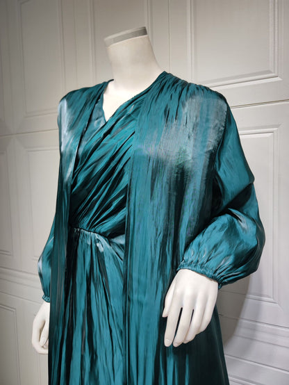 2 Piece Set Silky Satin Kaftan Abaya