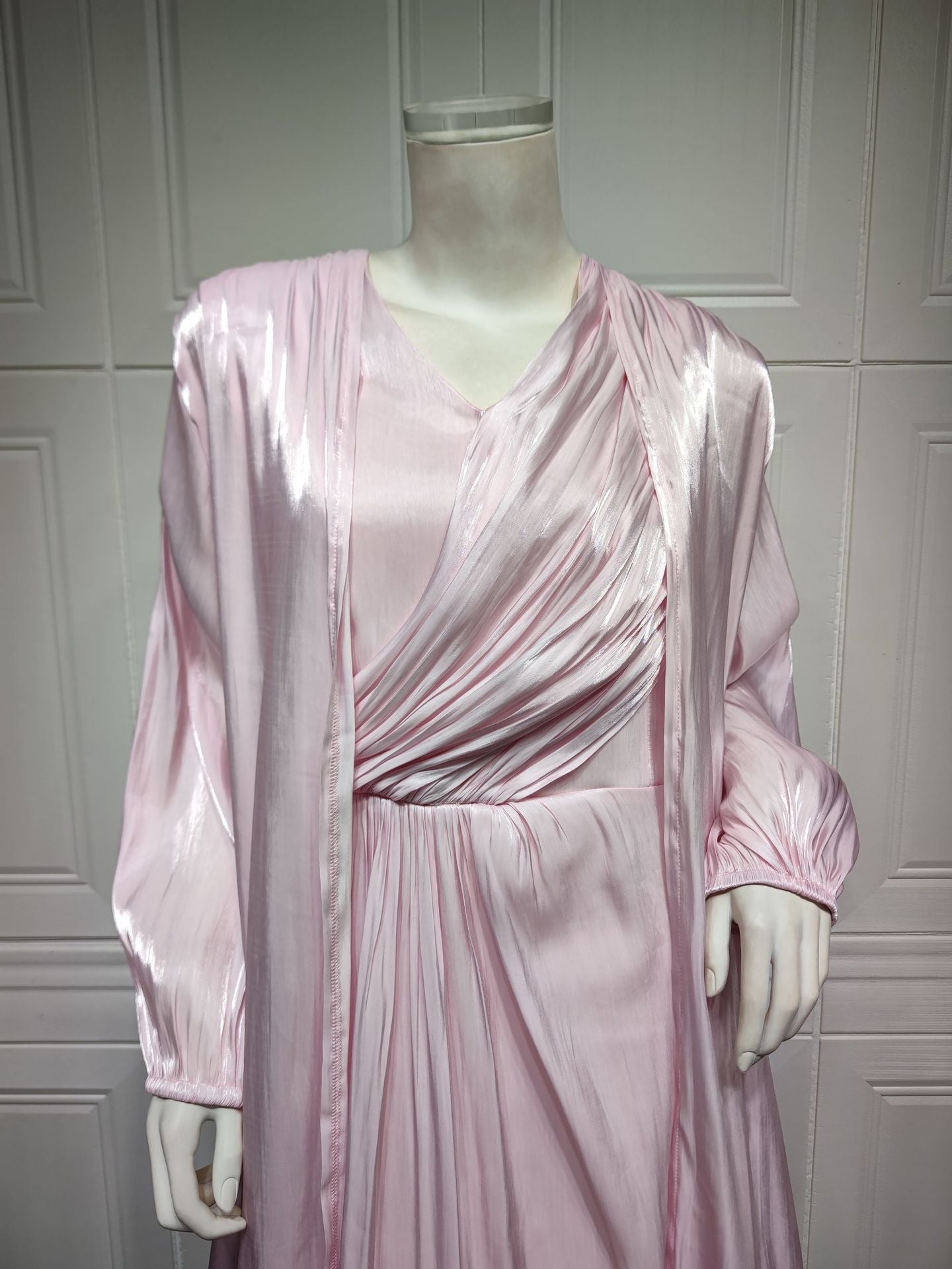 2 Piece Set Silky Satin Kaftan Abaya