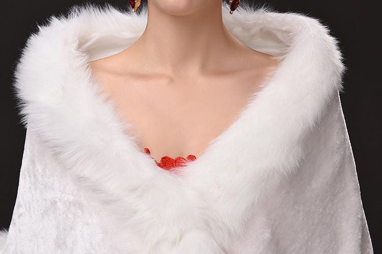 Faux Fur Wraps Coat White Shrug Women Jacket