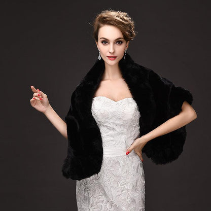 Faux Fur Wraps Coat White Shrug Women Jacket