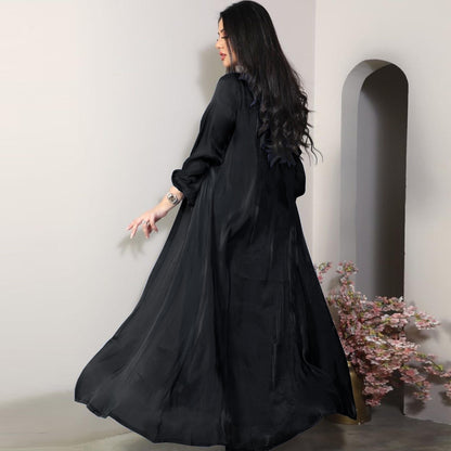 2 Piece Set Silky Satin Kaftan Abaya