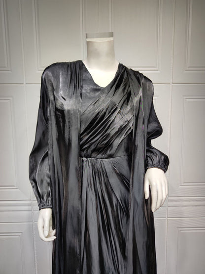 2 Piece Set Silky Satin Kaftan Abaya