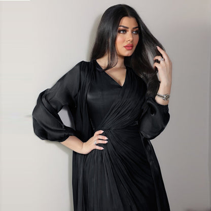 2 Piece Set Silky Satin Kaftan Abaya