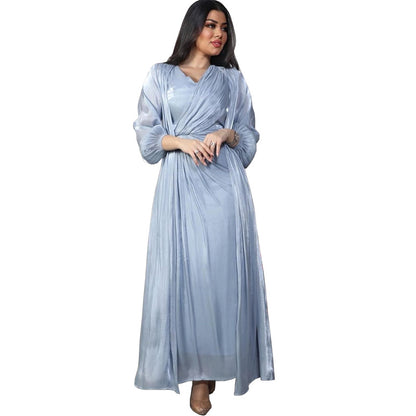 2 Piece Set Silky Satin Kaftan Abaya