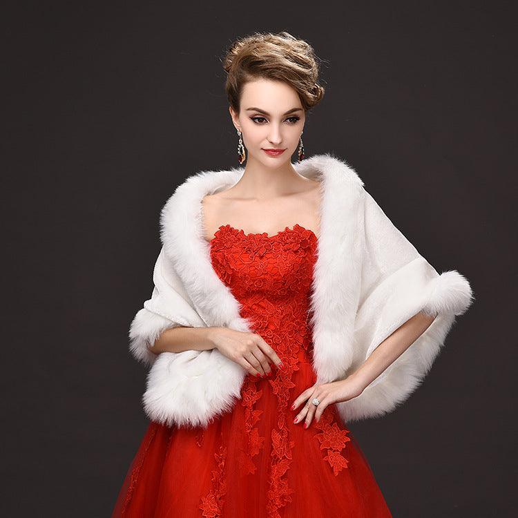 Faux Fur Wraps Coat White Shrug Women Jacket