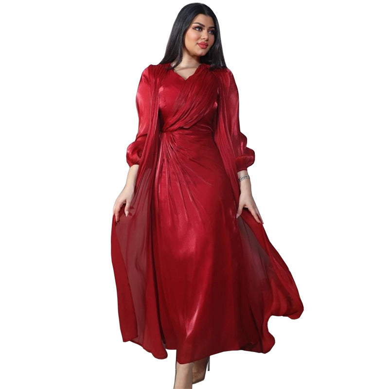 2 Piece Set Silky Satin Kaftan Abaya